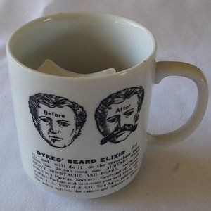 Mustache Mug Dykes' Beard Elixir Porcelain Coffee Cup Used Collectible Vintage